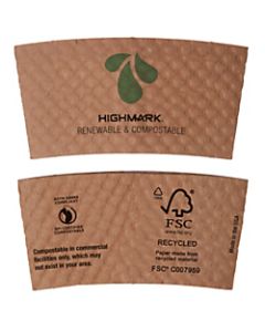 Highmark Compostable Breakroom Hot Cup Sleeves, 100% Recycled, Kraft, Box Of 1,300