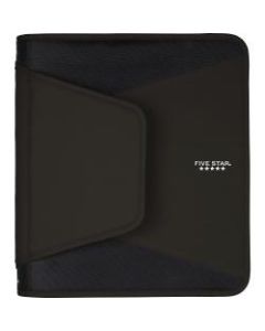 Mead Tech Zipper 3-Ring Binder, 1 1/2in Round Rings, Black