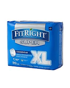 FitRight Super Protective Underwear, Extra-Large, 56 - 68in, White, Pack Of 20