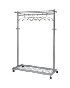 Alba Mobile 2-Sided Garment Rack, Metallic Gray/Wood