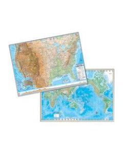 Kappa Map Group U.S. And World Physical Rolled Laminated Map Set, 48in x 36in