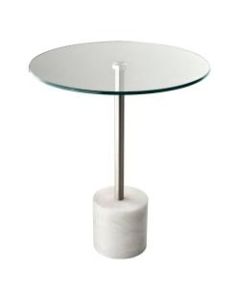Adesso Blythe End Table, Round, 21inH x 17-3/4inW x 17-3/4inD, Clear/White