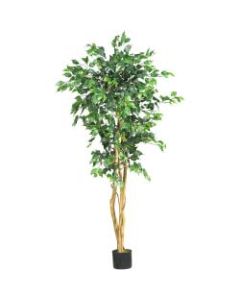 Nearly Natural 5ftH Artificial Ficus Tree With Pot, Green/Black