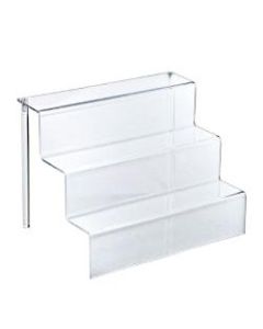 Azar Displays 3-Tier Step Display Stands, 8 3/4inH x 12inW x 8 1/2inD, Clear, Pack Of 4