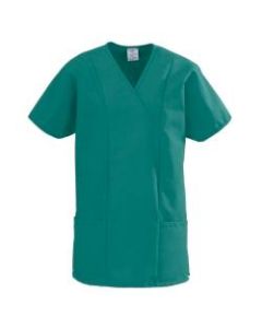 Medline ComfortEase Polyester/Cotton 2-Pocket Ladies Crossover Tunic Scrub Top, 2X, Evergreen