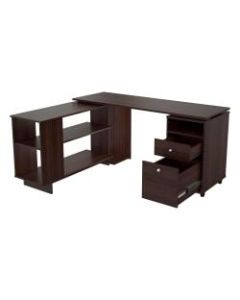 Inval America 54inW L-Shaped Computer Desk, Espresso