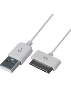 4XEM 6FT 30-Pin Dock Connector To USB Cable For iPhone/iPod/iPad (White) - USB/Proprietary for iPad, iPhone, iPod - 6 ft - 1 x Male Proprietary Connector - 1 x Type A Male USB - White