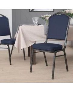 Flash Furniture HERCULES Series Crown-Back Stacking Banquet Chair, Silver/Navy