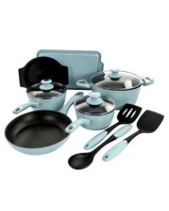 Oster Lynhurst 12-Piece Aluminum Cookware Set, Blue