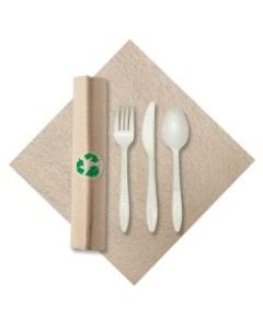 CaterWrap Pre-Rolled Cutlery, Linen-Like Napkin, Natural/White, Case Of 100 Rolls