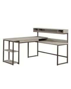 Sauder Manhattan Gate 61inW L-Shape Computer Desk With Wireless Charger, Mystic Oak
