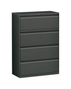 WorkPro 36inW Lateral 4-Drawer File Cabinet, Metal, Charcoal