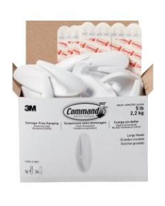 Command Large Designer Hooks, Damage-Free, White, Pack of 8 Pairs of Hooks, 12 Pairs of Strips