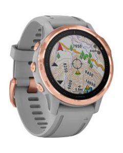 Garmin f&Auml;nix 6S Sapphire GPS Watch - Wrist - 32 GB - 1.2in - 240 x 240 - Touchscreen - Bluetooth - Wireless LAN - GPS - 480 Hour - Round - 1.65in - Rose Gold Case - Powder Gray Band - Sapphire Crystal Lens