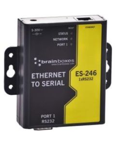 Brainboxes 1 Port RS232 Ethernet to Serial Adapter - DIN Rail Mountable - PC, Linux, Mac - 1 x Number of Serial Ports External - TAA Compliant