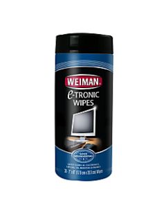 Weiman E-tronic Wipes, 7in x 8in, Cannister Of 30