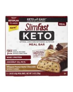 SLIM FAST Keto Meal Bar Whipped Peanut Butter Chocolate, 1.48 oz, 5 Count, 2 Pack