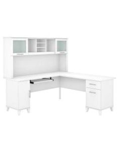 Bush Furniture Somerset 72inW L-Shaped Desk With Hutch, White, Standard Delivery