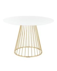 LumiSource Canary Dining Table, 29-1/2inH x 43-1/2inW x 43-1/2inD, White/Gold