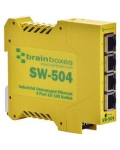 Brainboxes Industrial Ethernet 4 Port Switch DIN Rail Mountable - 4 Ports - 10/100Base-TX - TAA Compliant - 2 Layer Supported - Rail-mountable - Lifetime Limited Warranty
