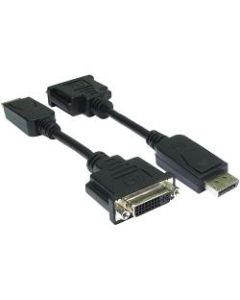 4XEM 10 inch DisplayPort Male To DVI-I Female Adapter Cable - 10in DisplayPort/DVI Video Cable for TV, Monitor, Video Device - First End: 1 x DisplayPort Male Digital Audio/Video - Second End: 1 x DVI-I Female Video - Black