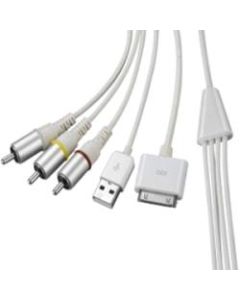 4XEM 30-Pin To RCA Composite Audio/Video Plus USB Charging For iPhone/iPod/iPad - 5.91ft - White, Red, Yellow