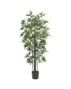 Nearly Natural 6ftH Silk Bamboo Tree With Pot, Green