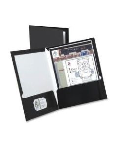 Oxford Laminated Twin-Pocket Folders, 8 1/2in x 11in, Black, Box Of 25