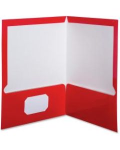 Oxford Laminated Twin-Pocket Folders, 8 1/2in x 11in, Red, Box Of 25