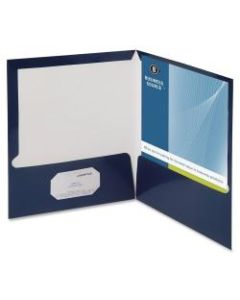 Oxford Laminated Twin-Pocket Folders, 8 1/2in x 11in, Navy, Box Of 25