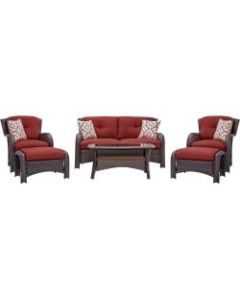 Hanover Strathmere 6-Piece Seating Set, Crimson Red