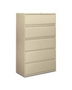 HON 42inW Lateral 5-Drawer Standard File Cabinet With Lock, Metal, Putty