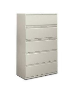 HON 42inW Lateral 5-Drawer Standard File Cabinet With Lock, Metal, Light Gray