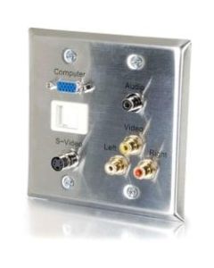 C2G 6 Port Audio & Video Faceplate - 1 x Socket(s) - 2-gang - HD-15 VGA, RCA Composite Video Out, Mini-phone Stereo Audio Line Out, S-Video Out, Mini-phone Audio