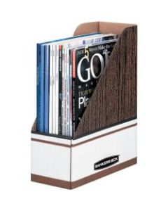 Bankers Box Magazine Files - Oversized Letter - Wood Grain, White - Cardboard - 12 / Carton