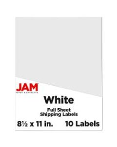 JAM Paper Full Page Mailing And Shipping Labels, 8-1/2in x 11in, White, Pack Of 10 Labels