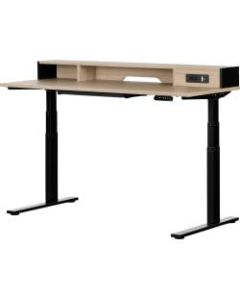 South Shore Majyta 60inW Adjustable-Height Standing Desk, Soft Elm/Matte Black