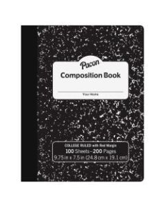 Pacon Composition Book, 9-13/16in x 7-1/2in, College Rule, 100 Sheets, Black Marble
