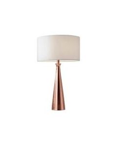 Adesso Linda Table Lamp, 21 1/2inH, White Shade/Copper Base