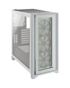 Corsair iCUE 4000X RGB Tempered Glass Mid-Tower ATX Case - White - Mid-tower - White - Tempered Glass, Steel, Plastic - 4 x Bay - 3 x 4.72in x Fan(s) Installed - 0 - ATX Motherboard Supported - 17.20 lb - 6 x Fan(s) Supported