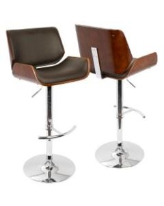 LumiSource Santi Bar Stool, Cherry/Brown/Chrome