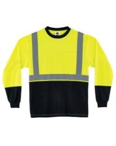 Ergodyne GloWear 8291BK Type-R Class 2 Long-Sleeve T-Shirt, Small, Black/Lime