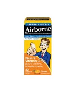 Airborne Chewable Tablets, Citrus, Pack Of 32