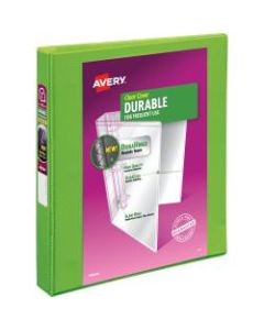 Avery Durable View 3 Ring Binder, 1in Slant Rings, 1 Chartreuse Binder 17832 - 1in Binder Capacity - Letter - 8 1/2in x 11in Sheet Size - 250 Sheet Capacity - 3 x Slant Ring Fasteners - 2 Pockets - Polypropylene - Chartreuse