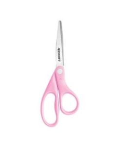 Westcott All-Purpose Value Stainless Steel Scissors, 8in, Straight, Pink Ribbon