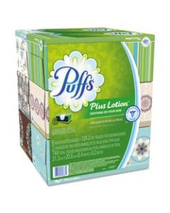Puffs Plus Lotion 2-Ply Facial Tissues, White, 124 Tissues Per Box, Pack Of 24