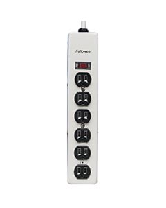 Fellowes 6-Outlet Metal Power Strip, 6ft Cord, Platinum