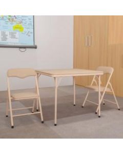 Flash Furniture Kids Colorful Folding Table And 2 Chairs, 20-1/4inH x 24inW x 24inD, Tan