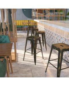 Flash Furniture 30inH Backless Distressed Bar Stool, Copper