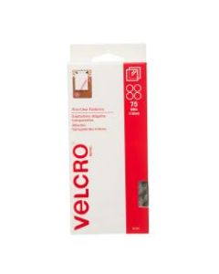 VELCRO Brand Self Stick Round Fasteners, Hook, Clear, 5/8in Diameter, Box Of 75